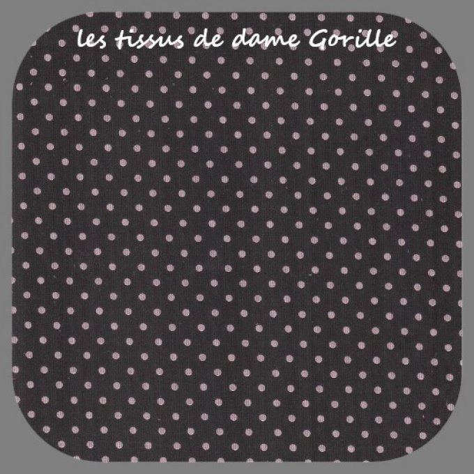 Velours Milleraies petits pois gris / noir