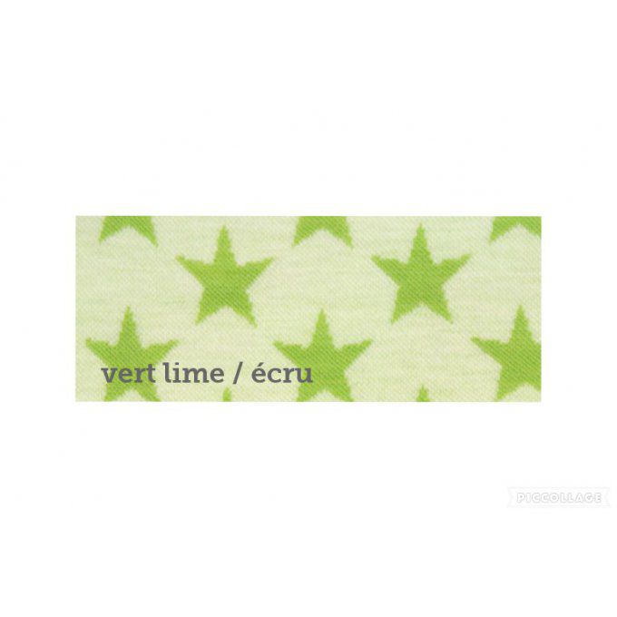 Laine Mérinos Interlock Etoiles vert pomme / écru