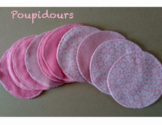 Ronds démaquillants fleurs rose par 10 petits