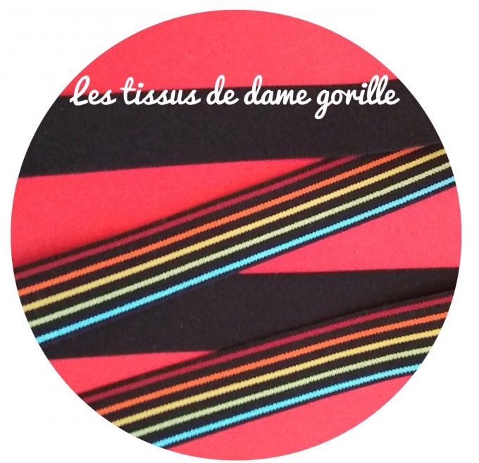 Elastique boxer arc en ciel 2,5 cm NOIR