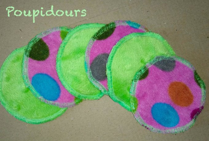 Ronds démaquillants vert / rose  lot de 6 petits