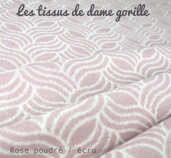 Jersey interlock Mérinos Letti Rose poudré 